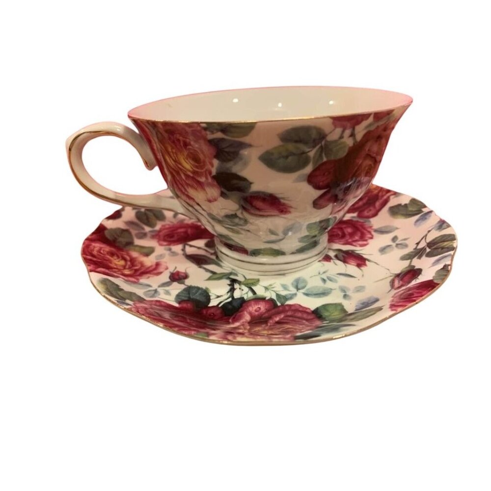 Grace’s Teaware Pink Roses Teacup & Saucer Set